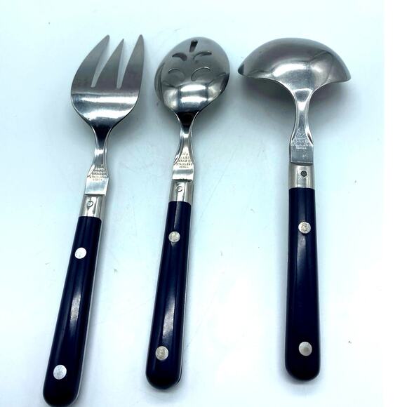 VINTAGE - Mardi Gras Washington Forge Korea Stainless Steel serve set Blue ‎ 3pc - Picture 3 of 5
